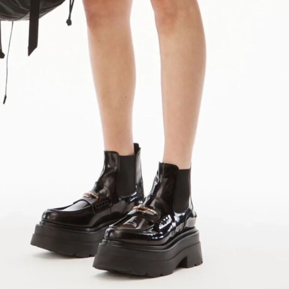 Alexander Wang carter platform loafer boot in leather - Picture 3 of 9